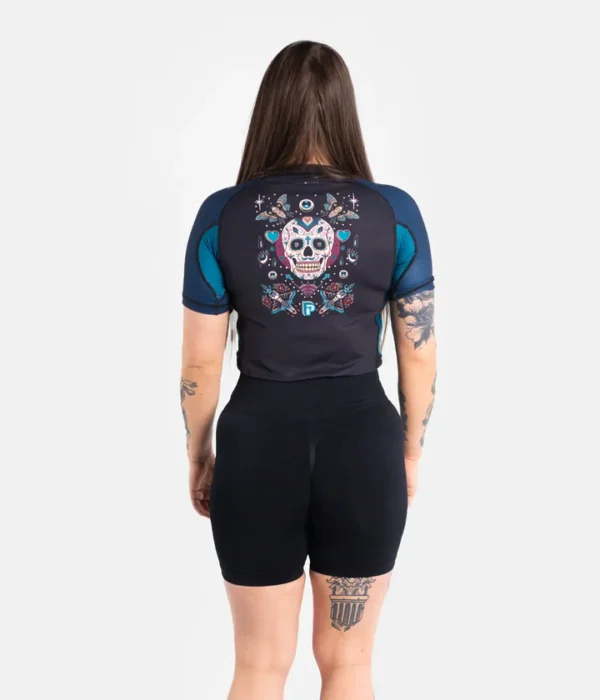 Progress Ladies Sugar Skull Rash Guard in Navy/Black - product image