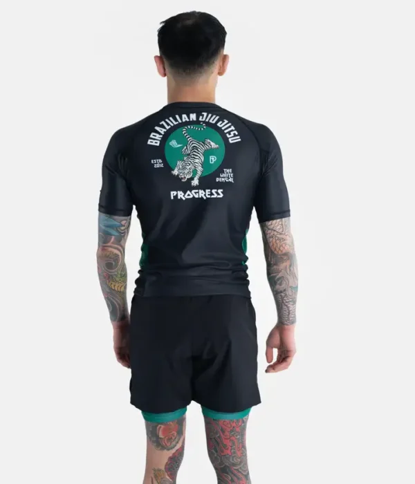 Man wearing Progress Bengal Rash Guard.