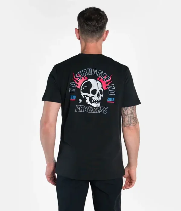 Progress Skull Graphic Tee Shirt Design Close up view of a Progress Skull Tee T-Shirt