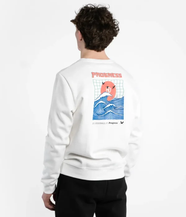 Progress Unknown Great Wave Crewneck Sweatshirt Close-up photo of Progress Unknown Great Wave Crewneck sweatshirt