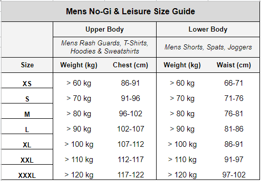 Size chart