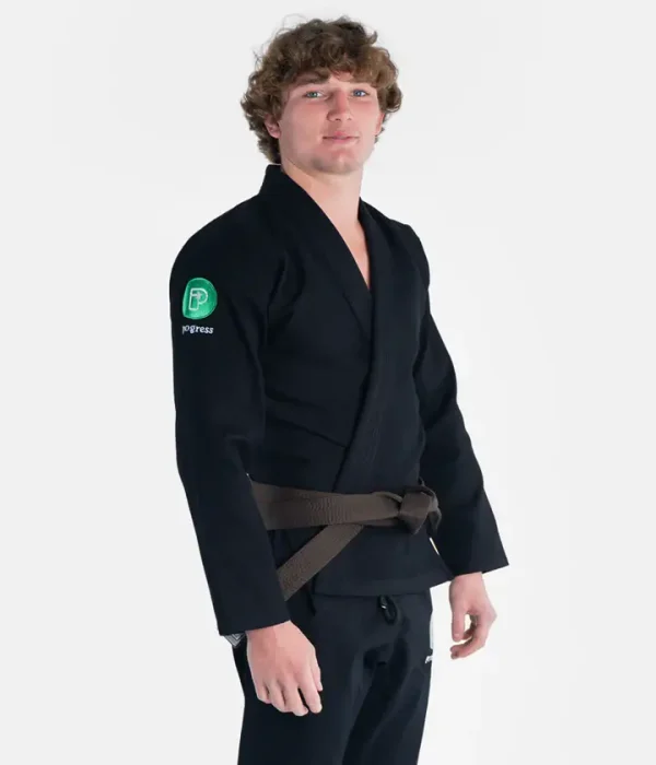 Progress Bengal Kimono Bjj Gi Black 1 A person wearing the Progress Bengal Kimono BJJ Gi