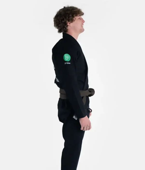 Progress Bengal Kimono Bjj Gi Black 4 A person wearing the Progress Bengal Kimono BJJ Gi