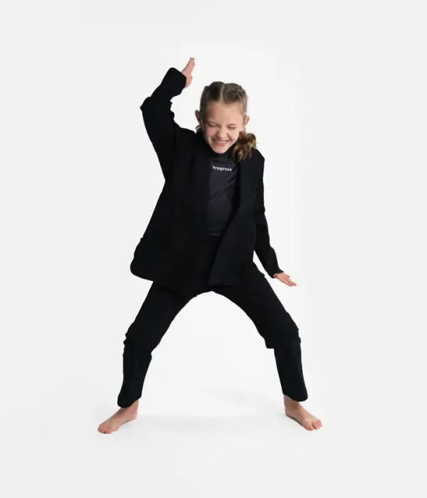 Kids wearing Progress Kids Academy BJJ Gi with Free Whitebelt