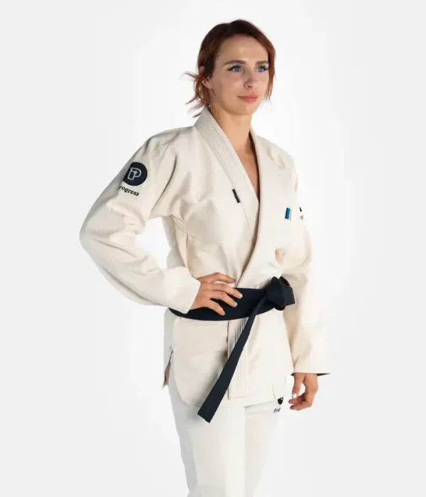 Progress Ladies M6 Mark 6 Bjj Gi Unbleached 2 Woman in Progress Ladies M6 Mark 6 BJJ Gi