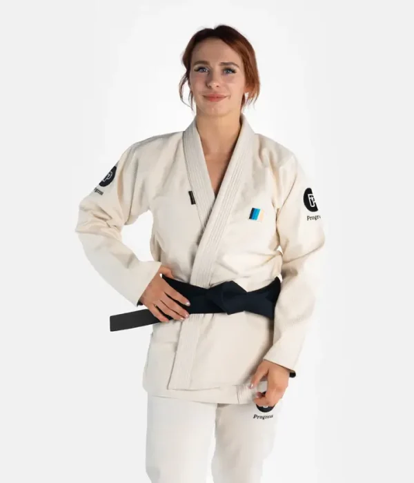 Progress Ladies M6 Mark 6 Bjj Gi Unbleached 3 Detail view of the Progress Ladies M6 Mark 6 BJJ Gi