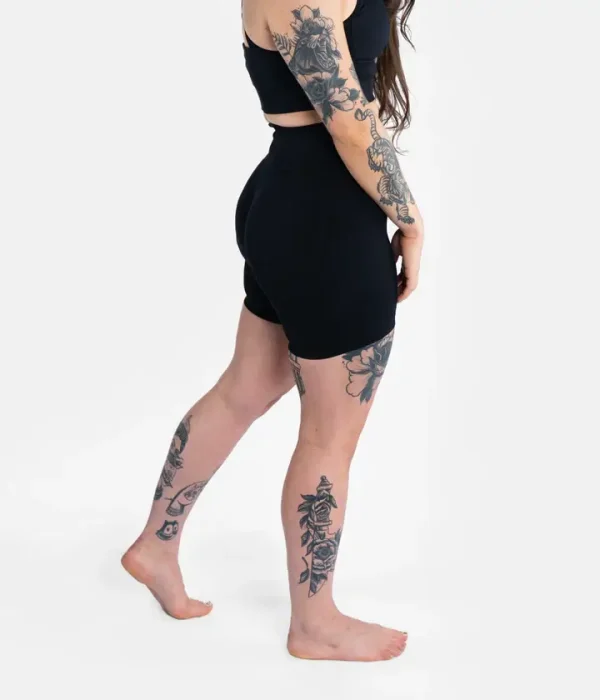 Progress Ladies Pro Seamless Grappling Shorts Black 1 Woman wearing Progress Ladies Pro Seamless Grappling Shorts