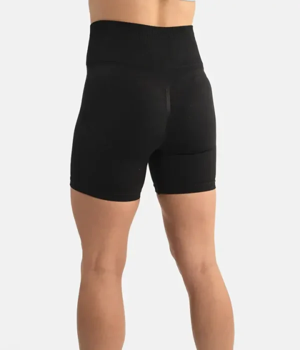 Progress Ladies Pro Seamless Grappling Shorts Black 4 A woman wearing Progress Ladies Pro Seamless Grappling Shorts in action.