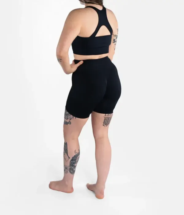 Progress Ladies Pro Seamless Grappling Shorts Black 5 Close-up image of Progress Ladies Pro Seamless Grappling Shorts.