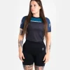 Progress Ladies Sugar Skull Rash Guard - Navy/Black in Navy/Black — waistband detail