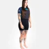 Progress Ladies Sugar Skull Rash Guard - Navy/Black in Navy/Black — flat lay