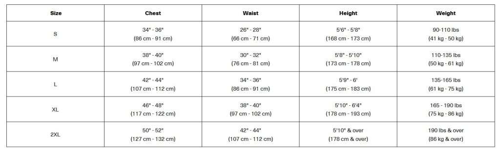 Size chart