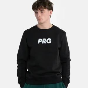 Man wearing a teal Progress PRG Crewneck