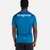 Man displaying a Progress Rolling band T-shirt