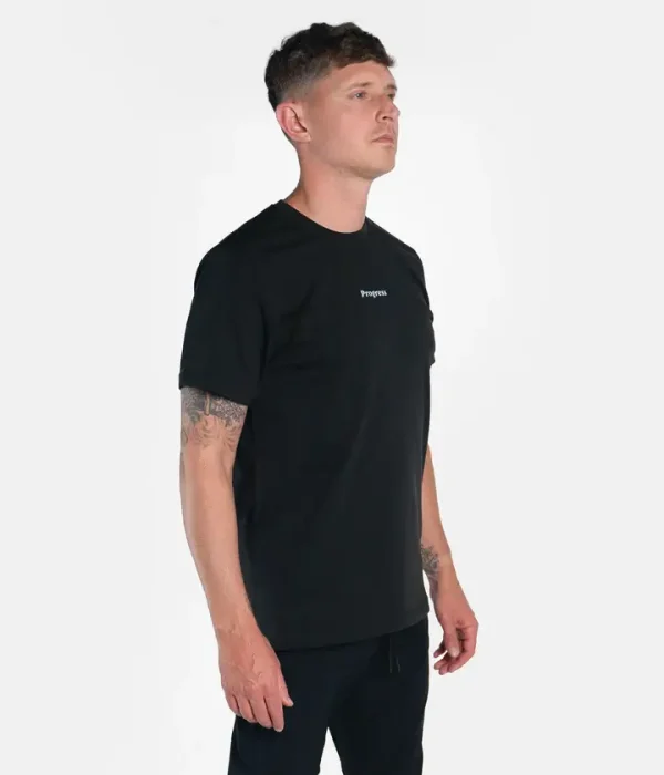Progress Skull Tee T Shirt Black 1 Graphic design of a skull on a Progress Skull Tee T-Shirt