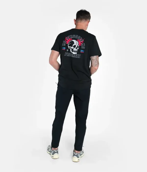 Progress Skull Tee T Shirt Black 4 Man wearing a Progress Skull Tee T-Shirt
