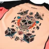 Closeup view of a Progress Sugar Skull Rash Guard
