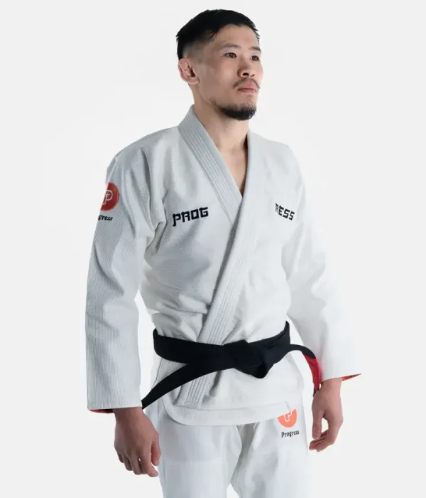 Blue and white BJJ Gi with Great Wave design by Progress Unknown