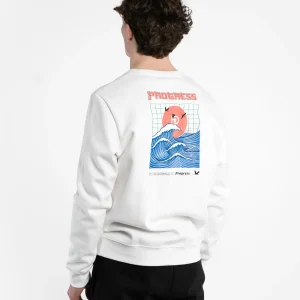 Close-up photo of Progress Unknown Great Wave Crewneck sweatshirt