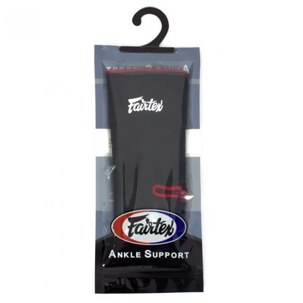 Fairtex As1 Ankle Supports Black Red 1 Pair of Fairtex AS1 Ankle Supports in logo packaging