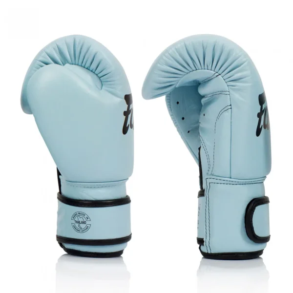 Fairtex Bgv20 Pastel Leather Boxing Gloves Light Blue 1 Fairtex BGV20 Pastel Leather Boxing Gloves in a neutral setting