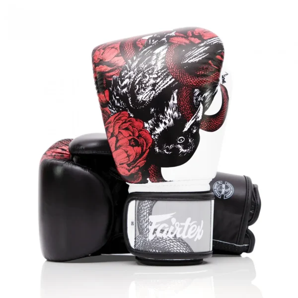 Fairtex Boxing Gloves Bgv24 The Beauty Of Survival Black 2 Pair of Fairtex Boxing Gloves BGV24 with unique 'The Beauty Of Survival' design.