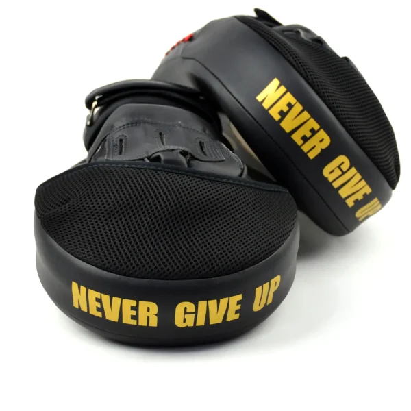 Fairtex Hybrid Focus Mitts FMV13 - Black/Gold in Black/Gold — detail shot