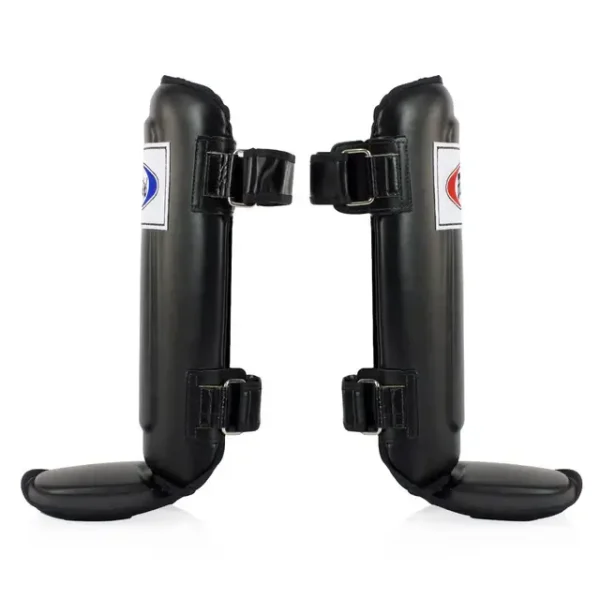 Fairtex Sp3 Double Padded Shin Guards Black 2 Fairtex SP3 Double Padded Shin Guards on a neutral background