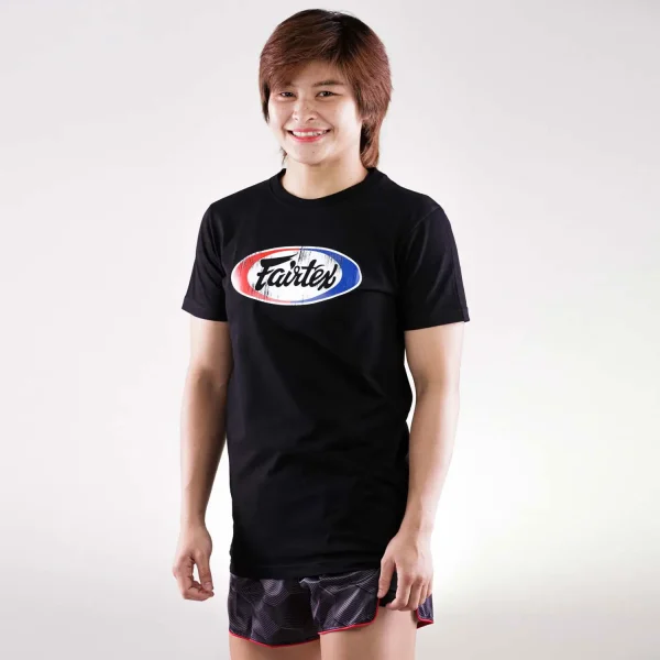 Fairtex T Shirt Vintage Ts4 Black 2 Man wearing a Fairtex Vintage TS4 T-shirt