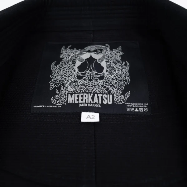 Meerkatsu Dark Hannya Kimono Bjj Gi Black 6 Woman wearing Meerkatsu Ladies Dark Hannya Kimono BJJ Gi