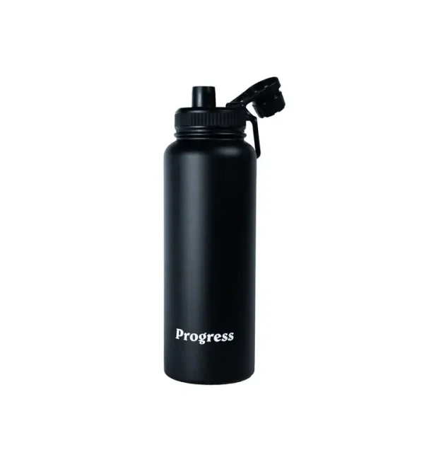 Progress 1.2L Water Bottle - Black in Black — back view