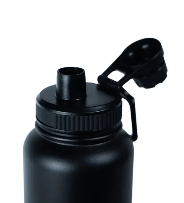 Progress 1.2L Water Bottle - Black in Black — graphic close‑up