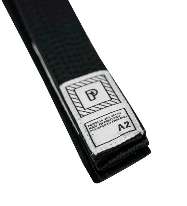 A black Progress Competitor martial arts belt