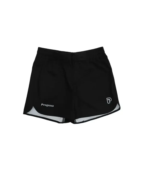 Kids wearing Progress Academy sports shorts in various colors