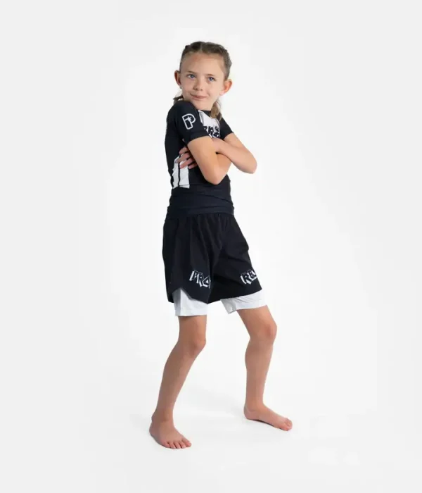 Progress Kids Bengal Rash Guard Black 1 Kids wearing Progress Kids Bengal Shorts