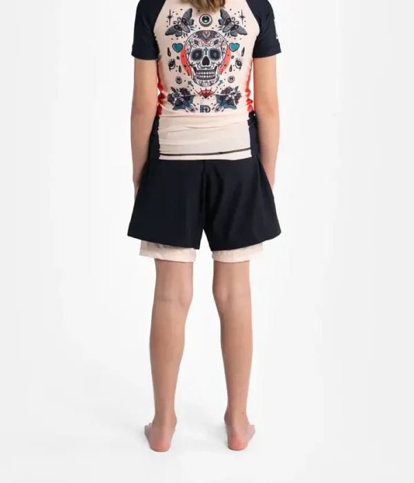 Progress Kids Sugar Skull Hybrid Shorts Black 2 Kids wearing Progress Kids Sugar Skull Hybrid Shorts