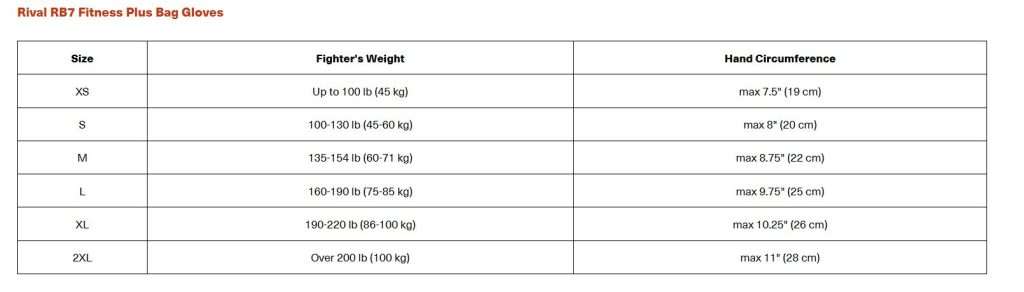 Size chart
