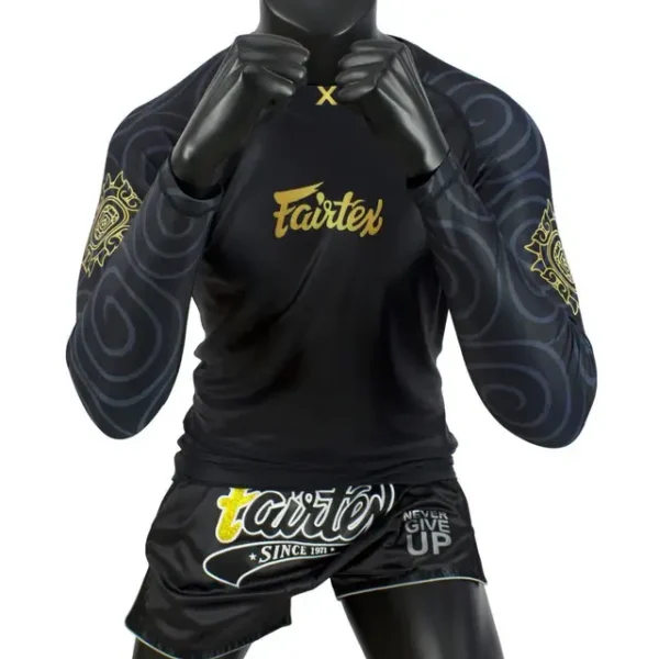 Fairtex Rash Guard Ninlapat RG6 display Man wearing Fairtex Rash Guard Ninlapat RG6