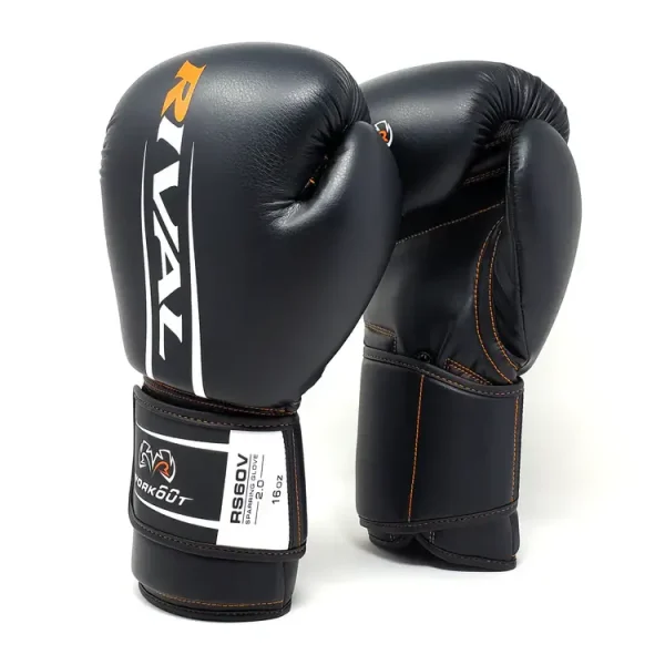 Rival RS60V Workout Sparring Boxing Gloves 2.0 in a black and red colorway
