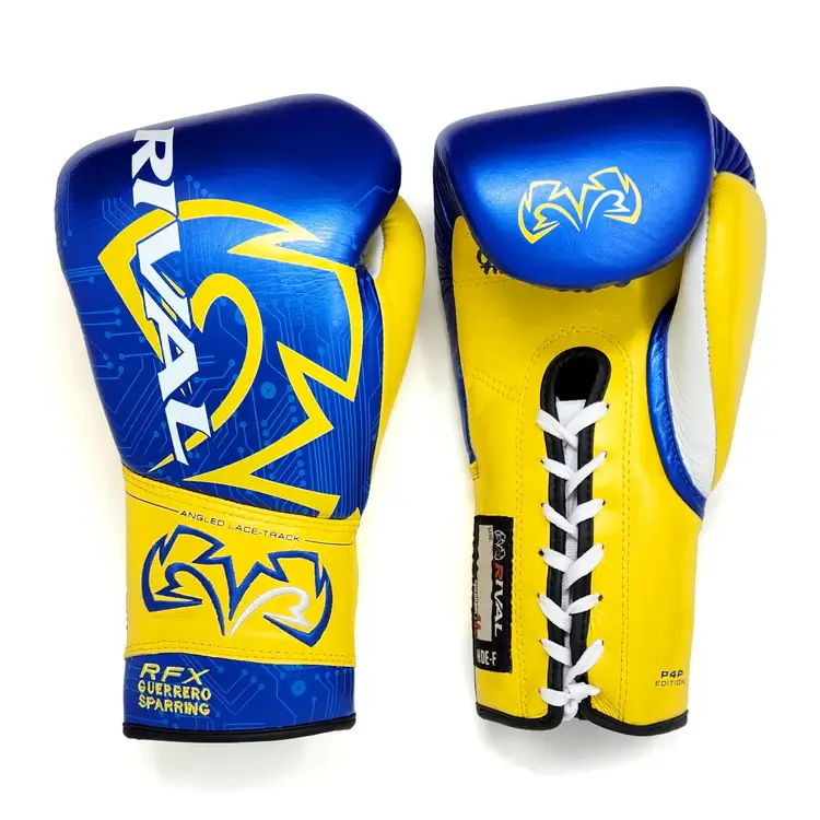 Rival Sparring Gloves RFX-Guerrero P4P Edition - Black/Yellow in Black/Yellow — front angle