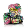 Limited edition Fairtex X Urface boxing gloves on white background.