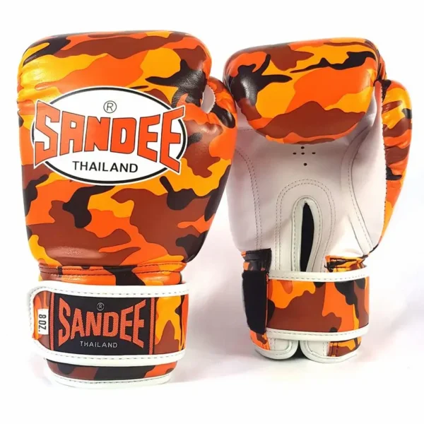 Sandee Kids Camo Boxing Gloves Kids wearing Sandee Kids Boxing Gloves Camo Velcro
