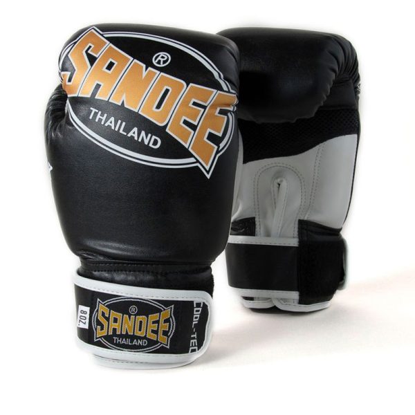 Sandee Kids Boxing Gloves Cool-Tec 3-Tone Velcro Sandee Kids Boxing Gloves Cool-Tec 3-Tone Velcro in Black/Gold/White - product image