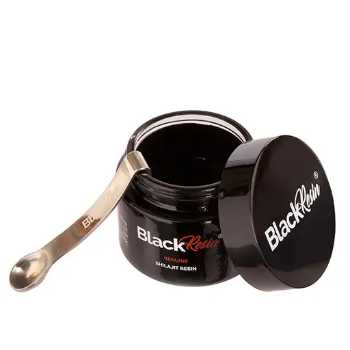 Close-up image of Black Resin Shilajit from Altai Himalayas Mountains