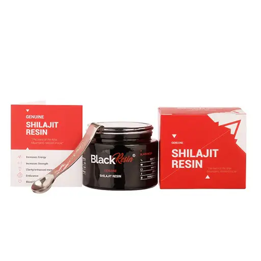 A close-up view of Black Resin Shilajit Resin from Altai Himalayas Mountains