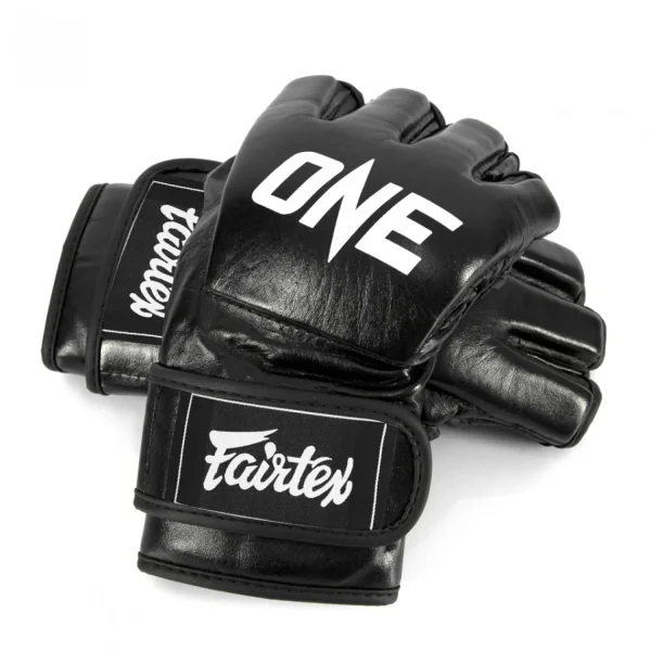 Fairtex X One Championship Fgv12 Mma Gloves Black 1 Fairtex X ONE Championship FGV12 MMA Gloves on a solid background