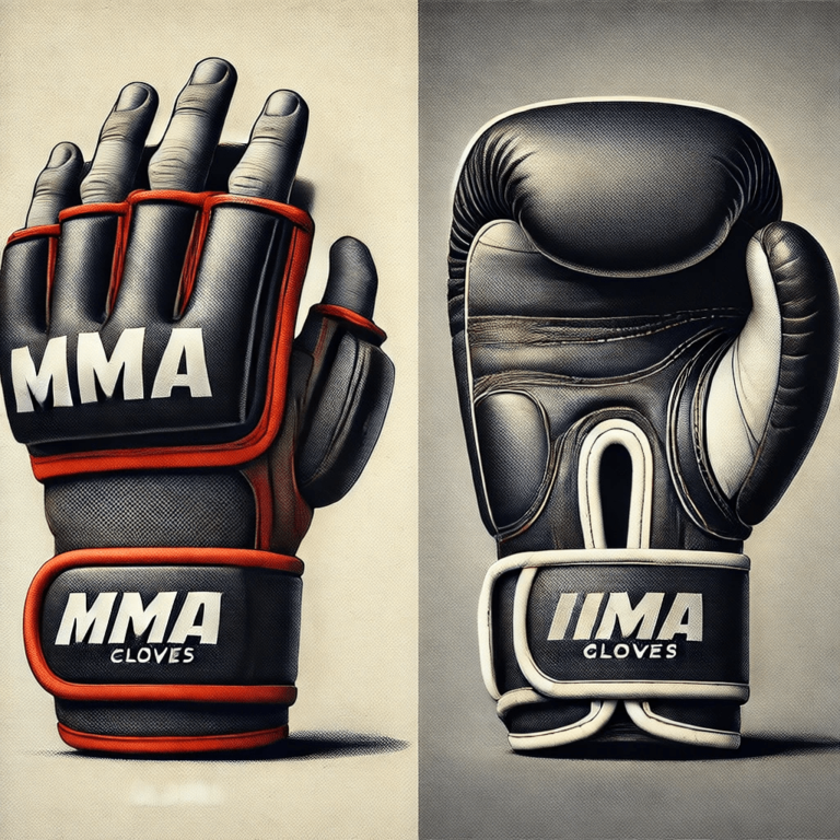 Image of a boxing glove and MMA glove - explaining MMA Gloves Versus Boxing Gloves: What's the Difference?