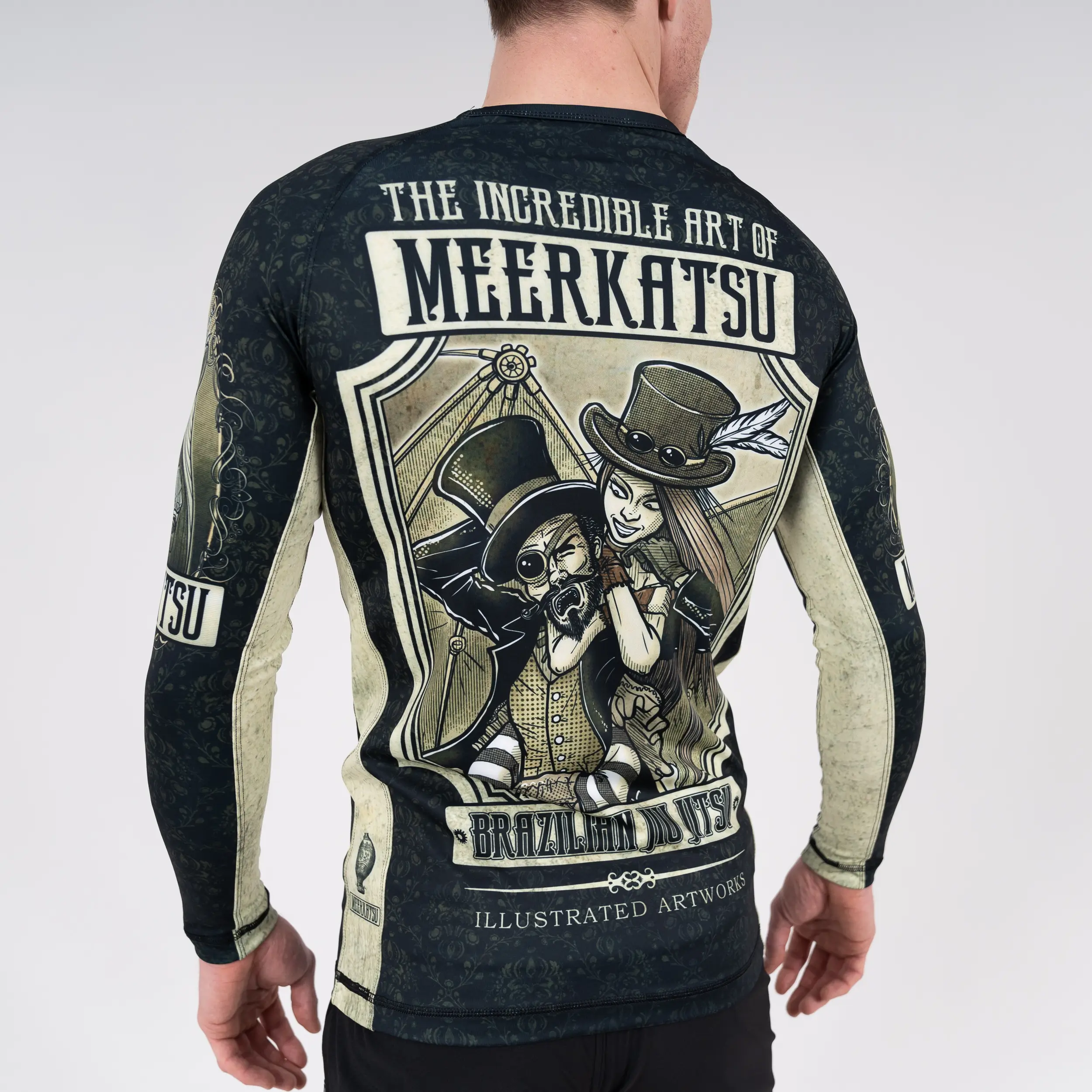 Man wearing Meerkatsu Steampunk Long Sleeve Rash Guard