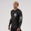 Meerkatsu Laughing Hannya Long Sleeve Rashguard on a white background