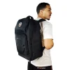 Rival Boxing Backpack - Black in Black — logo close‑up
